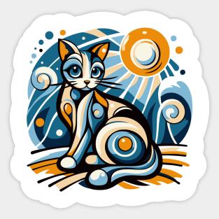 Pop art cat illustration. cubism cat illustration Sticker
